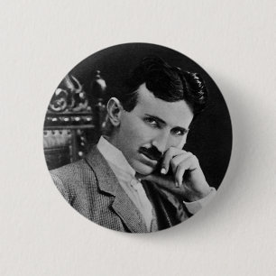 Chapa Redonda De 5 Cm Retrato de Nikola Tesla