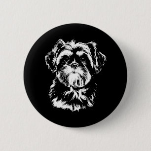 Chapa Redonda De 5 Cm Retrato de Shih Tzu Ropa Minimalista