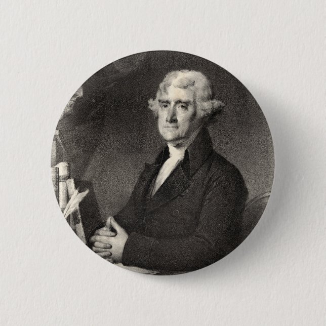 Chapa Redonda De 5 Cm Retrato de Thomas Jefferson (Anverso)