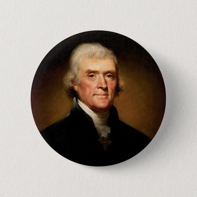 Chapa Redonda De 5 Cm Retrato de Thomas Jefferson de Rembrandt Peale (Anverso)