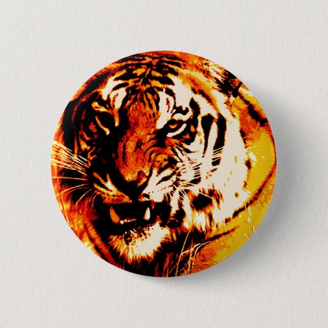 Chapa Redonda De 5 Cm Retrato de tigre (Anverso)