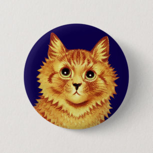 Chapa Redonda De 5 Cm Retrato de un gato naranja por Louis Wain 