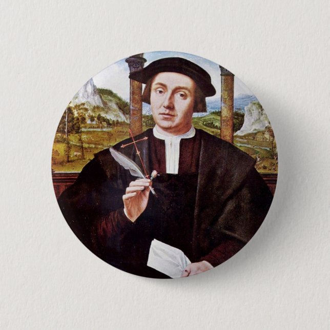 Chapa Redonda De 5 Cm Retrato de un notario de Quentin Massys (Anverso)