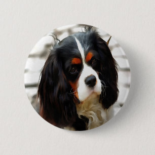Chapa Redonda De 5 Cm Retrato De Un Rey Charles Cavalier Spaniel