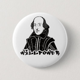 Chapa Redonda De 5 Cm Retrato de Willpower Will Shakespeare
