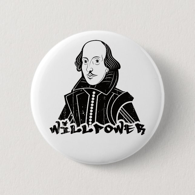 Chapa Redonda De 5 Cm Retrato de Willpower Will Shakespeare (Anverso)