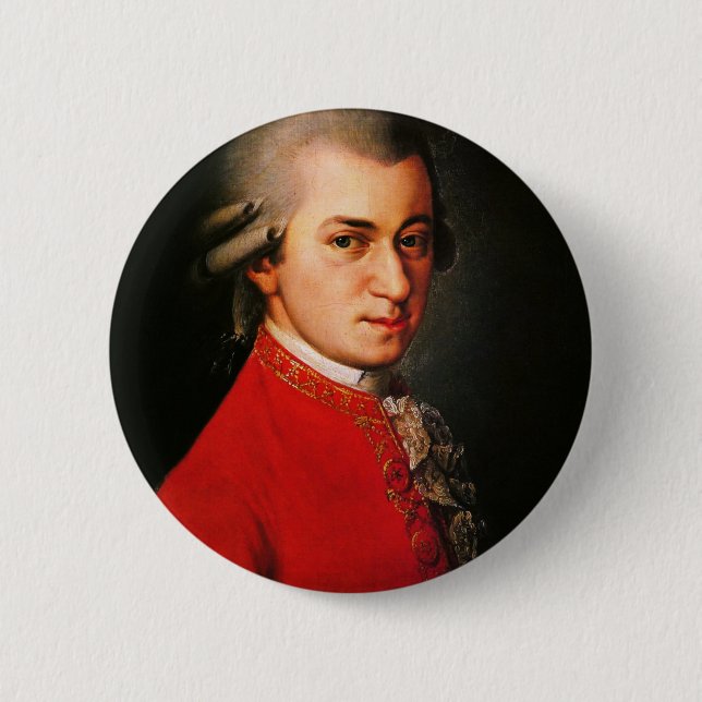 Chapa Redonda De 5 Cm Retrato de Wolfgang Amadeus Mozart (Anverso)