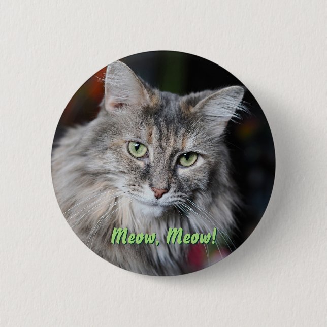 Chapa Redonda De 5 Cm Retrato del gato Meow Meow (Anverso)