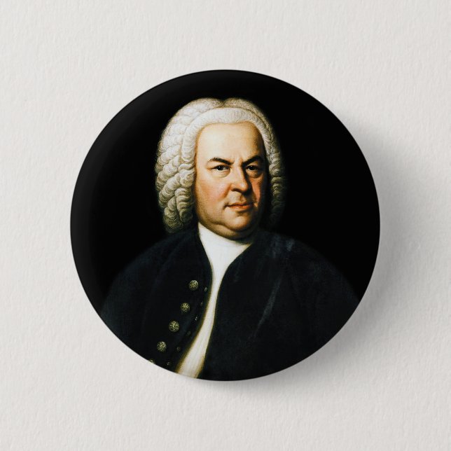 Chapa Redonda De 5 Cm Retrato del gran compositor Bach (Anverso)