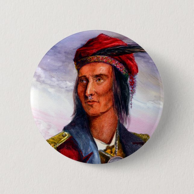 Chapa Redonda De 5 Cm Retrato del jefe de Shawnee Tecumseh (Anverso)