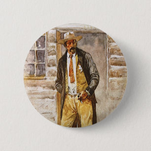 Chapa Redonda De 5 Cm Retrato del sheriff por Seltzer, vintage West Cowb