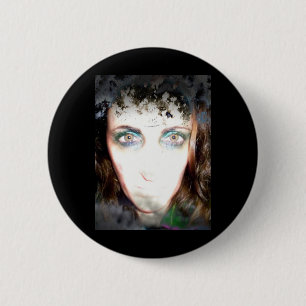 Chapa Redonda De 5 Cm Retrato fotográfico filtrado Pegatina de horror mu