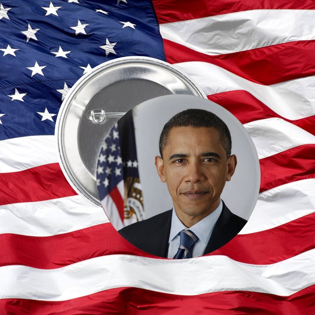 Chapa Redonda De 5 Cm Retrato oficial del primer mandato del presidente  (President Barack Obama 1st Term Official Portrait Button)