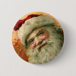 Chapa Redonda De 5 Cm Retrato Victoriano de Papá Noel, Navidad Vintage