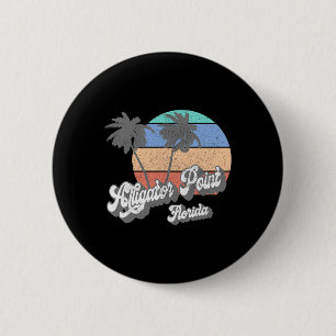 Chapa Redonda De 5 Cm Retro Alligator Point Florida Fl Playa Vintage Sur