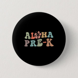 Chapa Redonda De 5 Cm Retro Aloha Pre-k Maestra playa de vacaciones de v