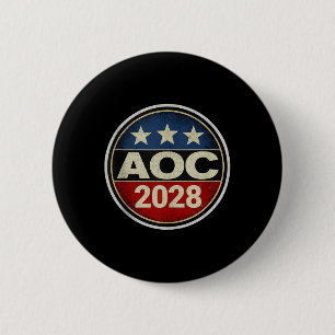 Chapa Redonda De 5 Cm Retro Aoc 2028: Protesta contra la oligarquía resi