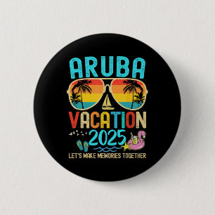 Chapa Redonda De 5 Cm Retro Aruba Vacation 2025 Familiares amigos coinci