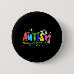 Chapa Redonda De 5 Cm Retro Autismo Aceptar Entender Amar Ser