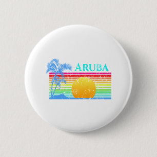 Chapa Redonda De 5 Cm Retro Beach Aruba Sunset