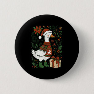 Chapa Redonda De 5 Cm Retro Boho Floral Divertida Navidad Ganso Tonto Am