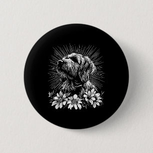 Chapa Redonda De 5 Cm Retro Briard Dog Lover Tattoo Style