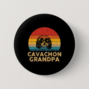 Chapa Redonda De 5 Cm Retro Cavachon Abuelo Perro Amante Papas Padres D