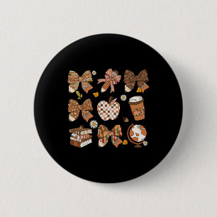 Chapa Redonda De 5 Cm Retro Coquette Bow Teacher Coffee Book