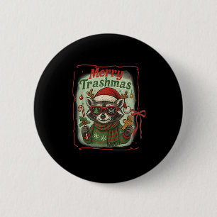 Chapa Redonda De 5 Cm Retro Coquette Merry Trashmas Navidades de mapache