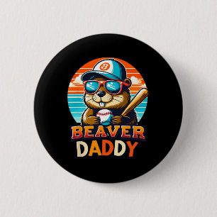 Chapa Redonda De 5 Cm Retro Cute Beaver Daddy Bysebyll Vintage Animal Sp