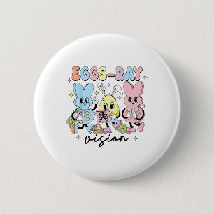 Chapa Redonda De 5 Cm Retro Cute Bunny Huevos Ray Vision Enfermera Día d