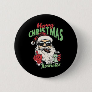 Chapa Redonda De 5 Cm Retro Cute Feliz Navidad Holguras divertidas Santa