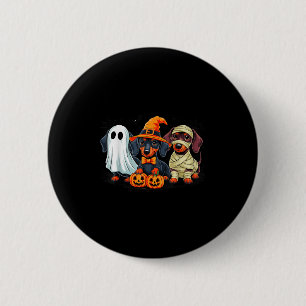 Chapa Redonda De 5 Cm Retro Dachshund Bruja Y Halloween