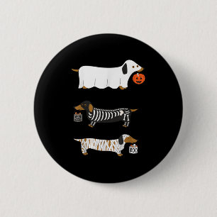 Chapa Redonda De 5 Cm Retro Dachshund Halloween Wiener Dog Pumpkin Weeni