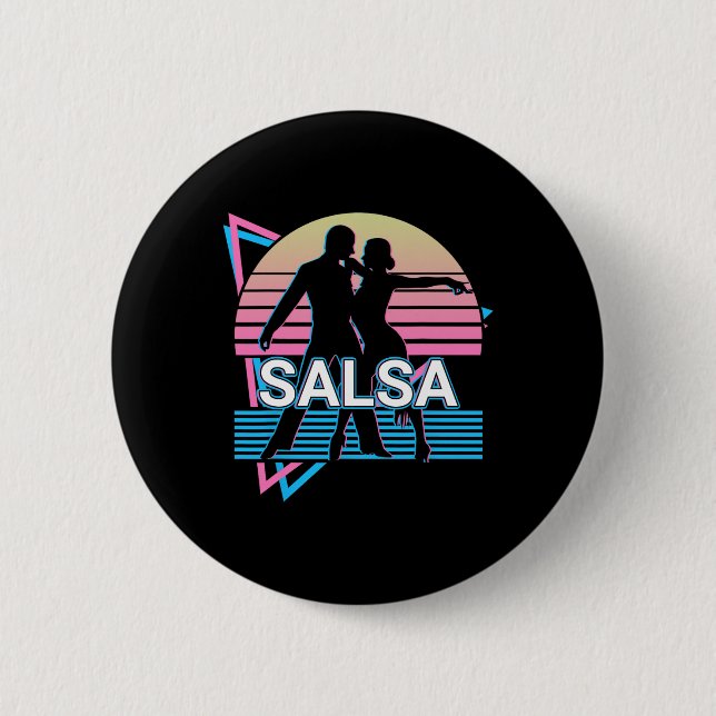 Chapa Redonda De 5 Cm Retro de bailarina de salsa de baile Salsa (Anverso)