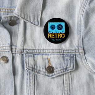 Chapa Redonda De 5 Cm Retro de cinta Buscar Fiesta de cassette de época 