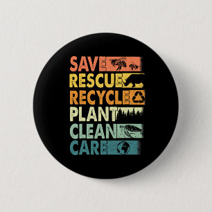 Chapa Redonda De 5 Cm Retro Earth Day Salven abejas Rescate animales Rec
