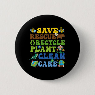 Chapa Redonda De 5 Cm Retro Earth Day Salven abejas Rescate animales Rec