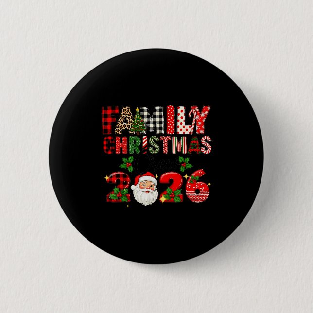Chapa Redonda De 5 Cm Retro Family Christmas Crew 2026 Squad Family Matc (Anverso)