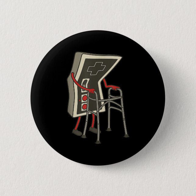 Chapa Redonda De 5 Cm Retro Gaming Controller Old Gamer With Walker Funn (Anverso)