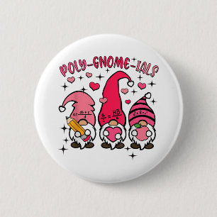 Chapa Redonda De 5 Cm Retro Gnome Math Teacher Día de San Valentín Poly
