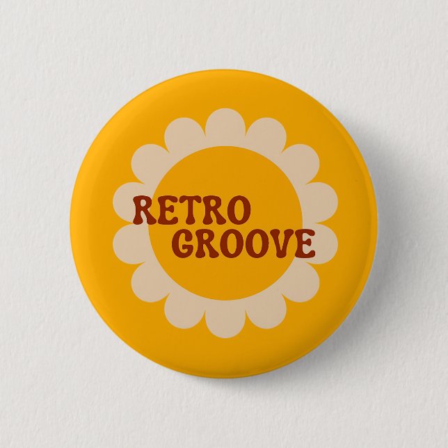 Chapa Redonda De 5 Cm Retro Groove Button (Anverso)