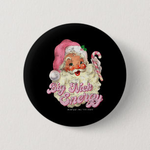 Chapa Redonda De 5 Cm Retro Groovy Big Nick Santa Energy Pink Santa Chri