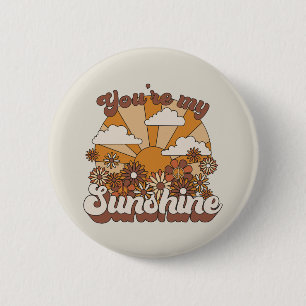 Chapa Redonda De 5 Cm Retro Groovy   Eres mi Sunshine