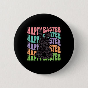 Chapa Redonda De 5 Cm Retro Groovy Feliz Pascua Leopardo Conejo Mujeres