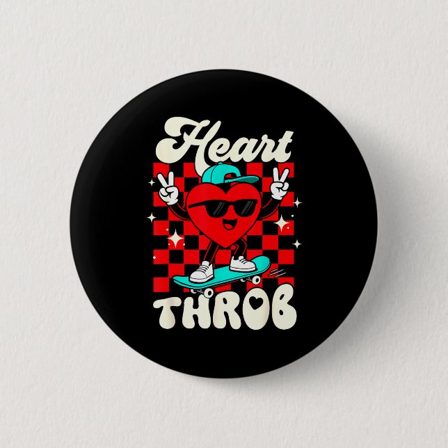 Chapa Redonda De 5 Cm Retro Groovy Heart Throb Valentines Day Toddlers B (Anverso)
