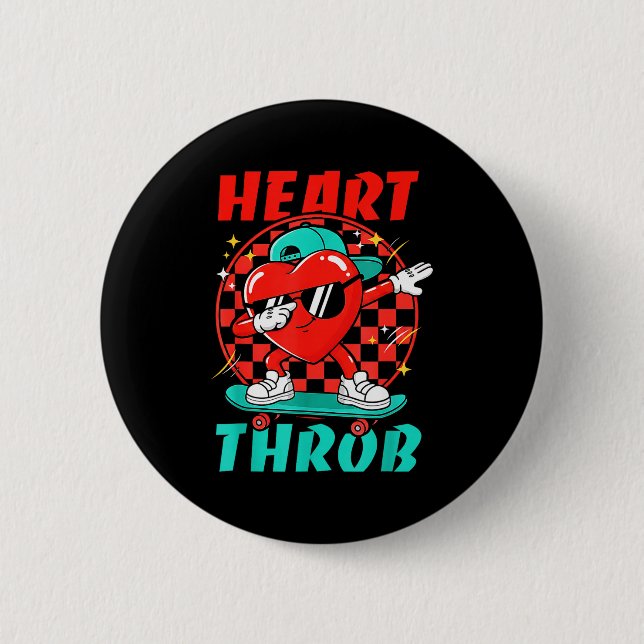 Chapa Redonda De 5 Cm Retro Groovy Heart Throb Valentines Day Toddlers B (Anverso)