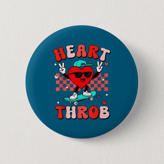 Chapa Redonda De 5 Cm Retro Groovy Heart Throb Valentines Day Toddlers B (Anverso)