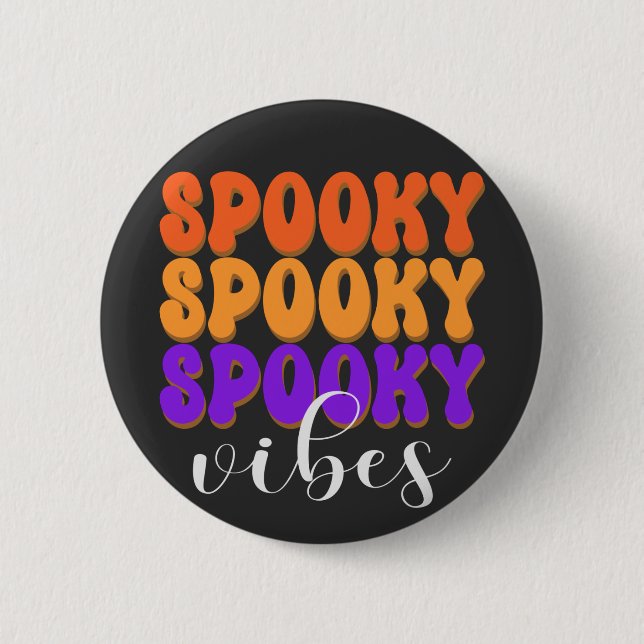 Chapa Redonda De 5 Cm Retro Groovy Spooky Vibes Halloween (Anverso)