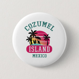 Chapa Redonda De 5 Cm Retro Guay Cozumel Original México playas Sunset